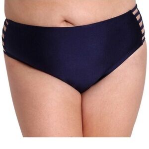 Lysa Swim bottoms Plus size Woman’s 3X 26 W navy blue with strappy sides